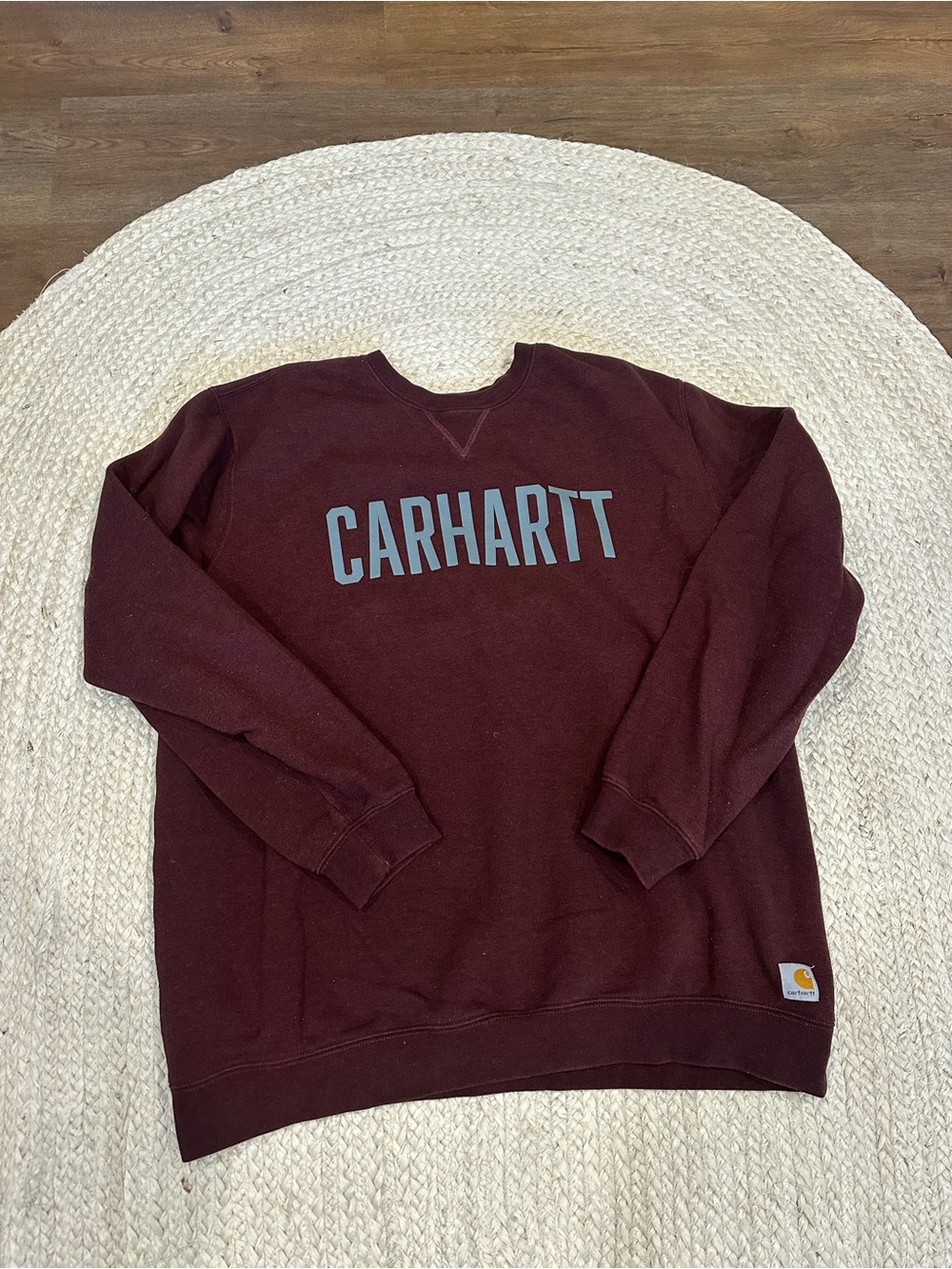 Carhartt Men's Burgundy Crewneck Sweatshirt with Front Logo